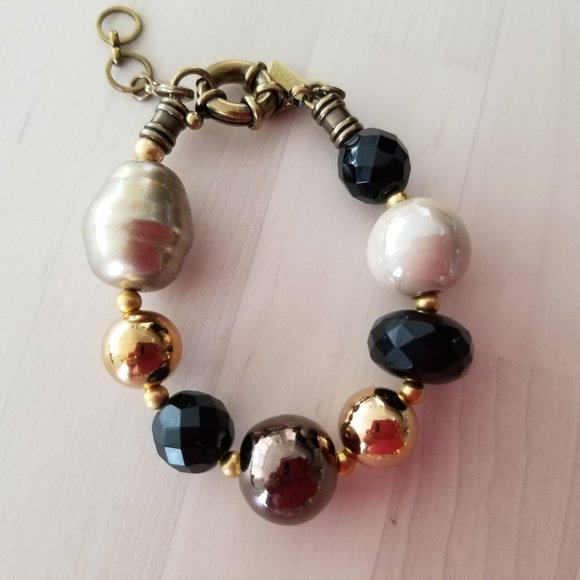 Majorca Pearl, Swarovski Crystal, and Greek Ceramic Bead Bracelet - Picture 5 of 6